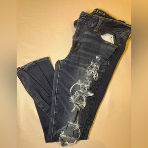 American Eagle Outfitters Ripped Dark Blue Skinny Jeans